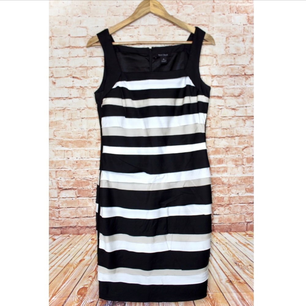White House Black Market | Striped Dress Square Neck